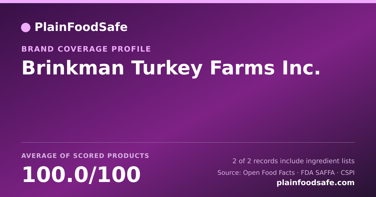 Share card for Brinkman Turkey Farms Inc. Food Safety Profile