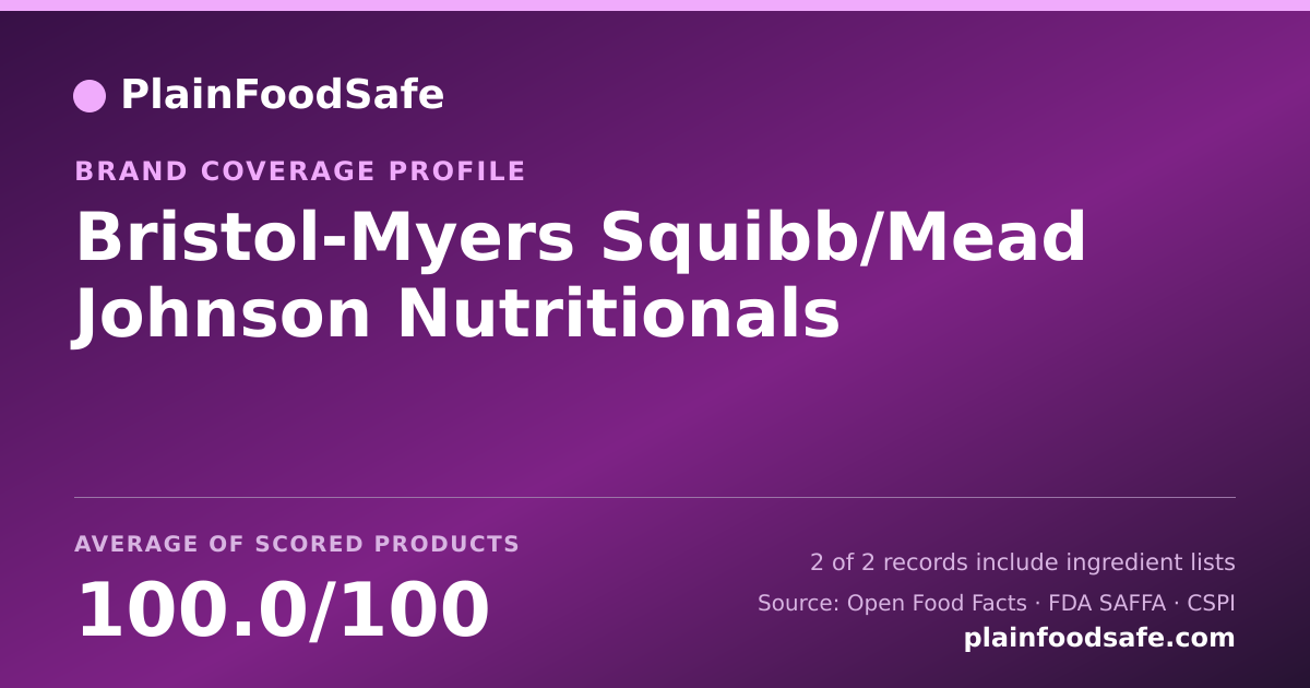 Share card for Bristol-Myers Squibb/Mead Johnson Nutritionals Food Safety Profile