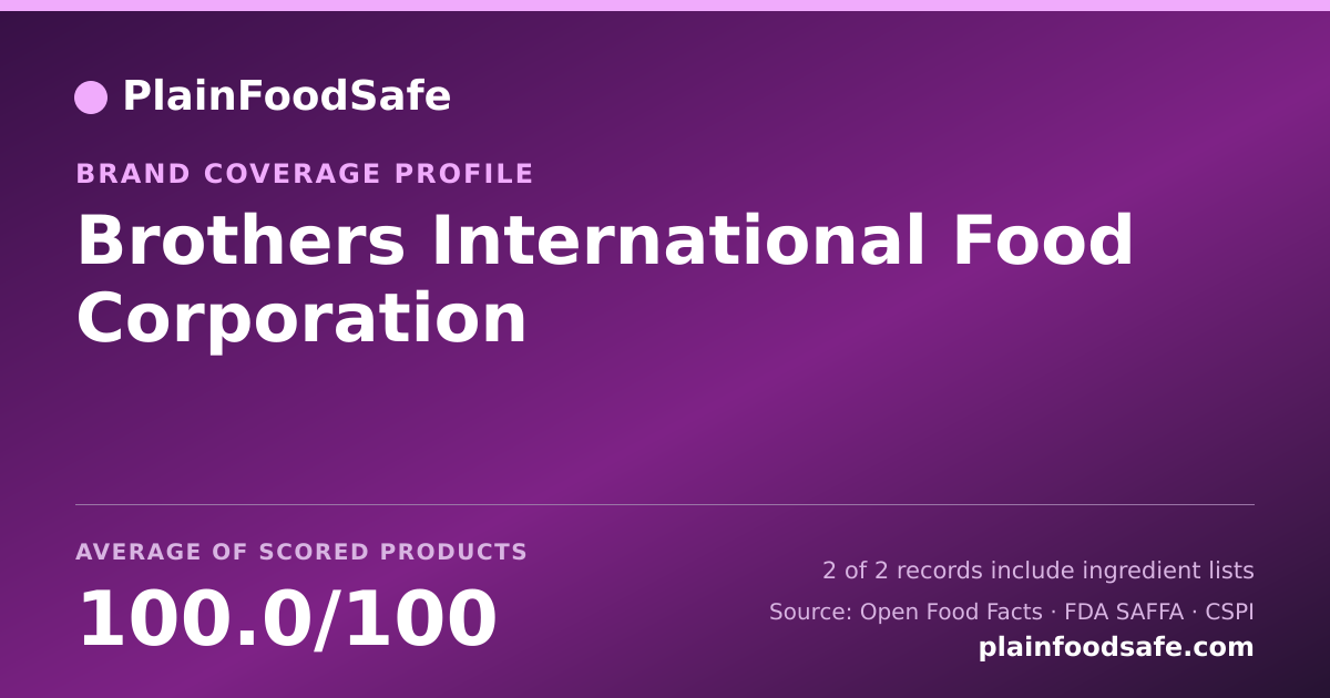 Share card for Brothers International Food Corporation Food Safety Profile