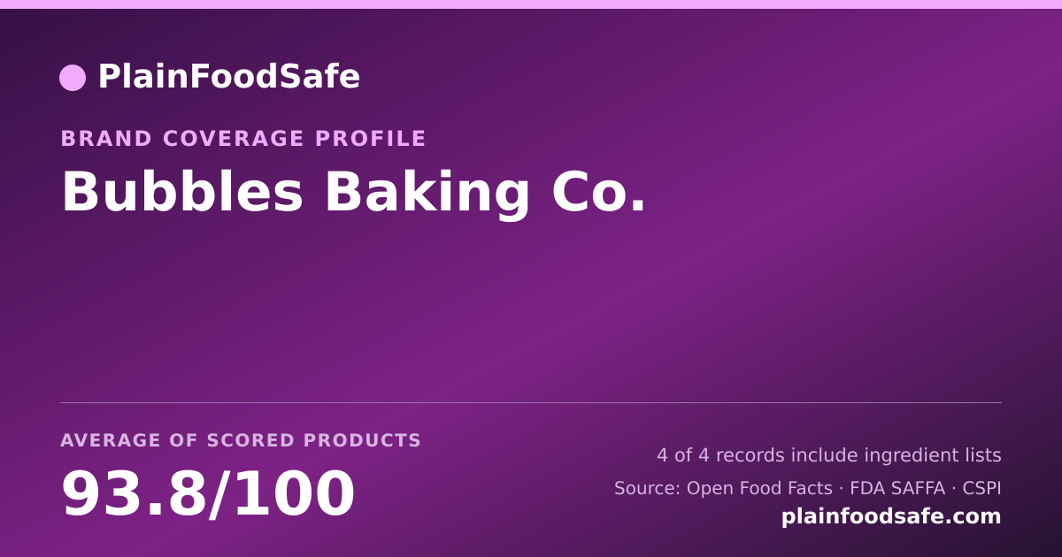 Share card for Bubbles Baking Co. Food Safety Profile