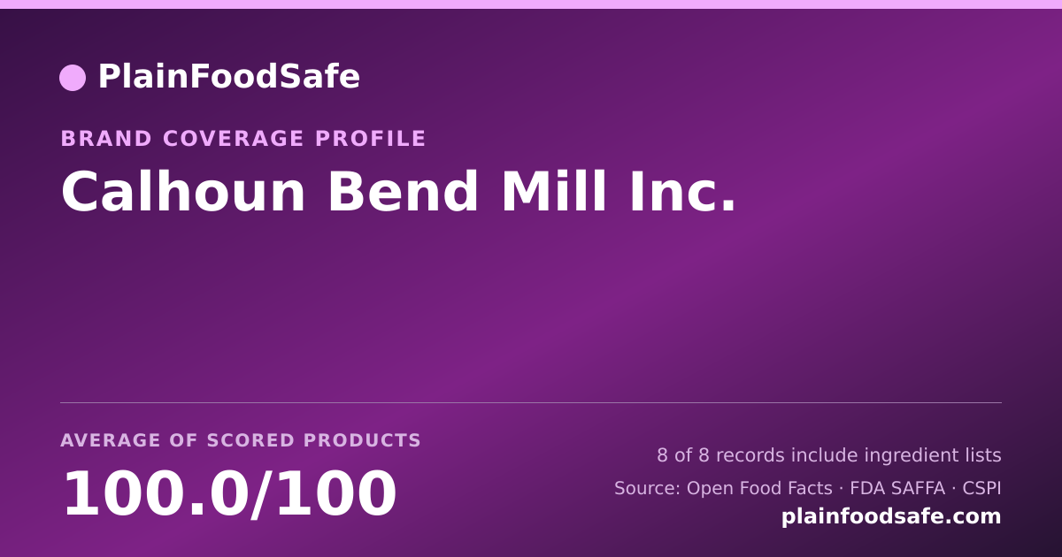 Share card for Calhoun Bend Mill  Inc. Food Safety Profile