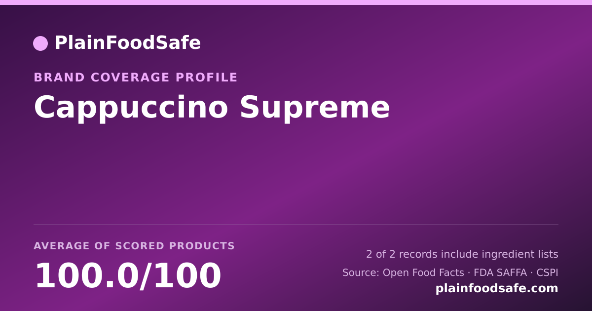 Share card for Cappuccino Supreme Food Safety Profile