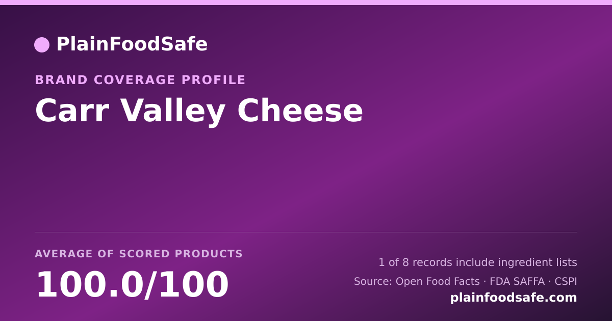 Share card for Carr Valley Cheese Food Safety Profile