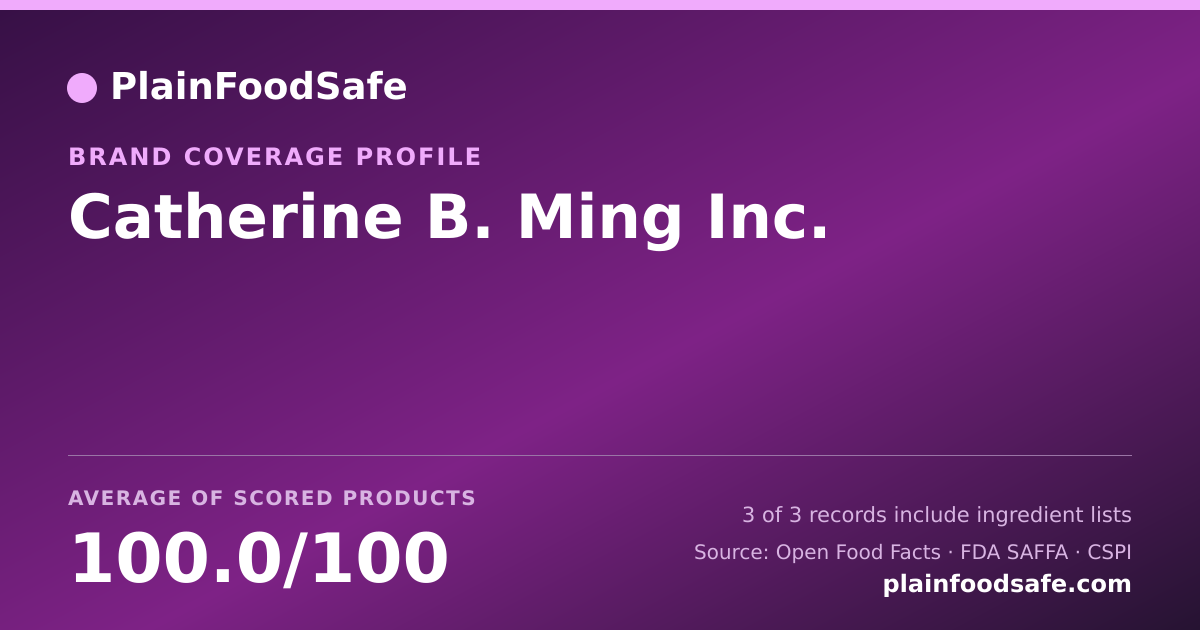 Share card for Catherine B. Ming Inc. Food Safety Profile