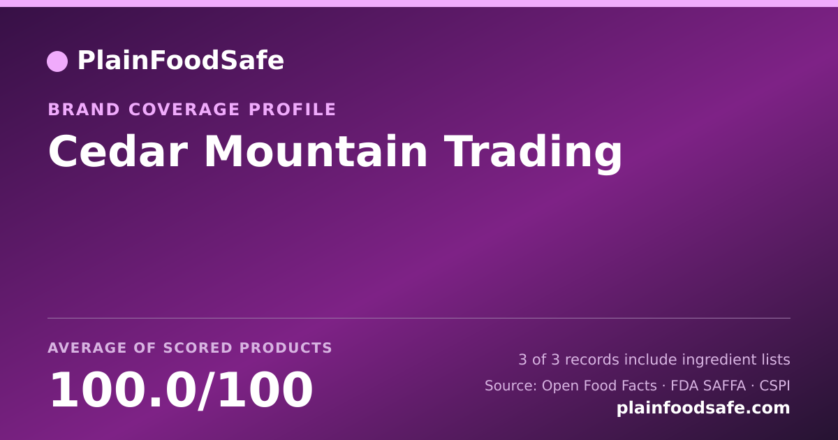 Share card for Cedar Mountain Trading Food Safety Profile