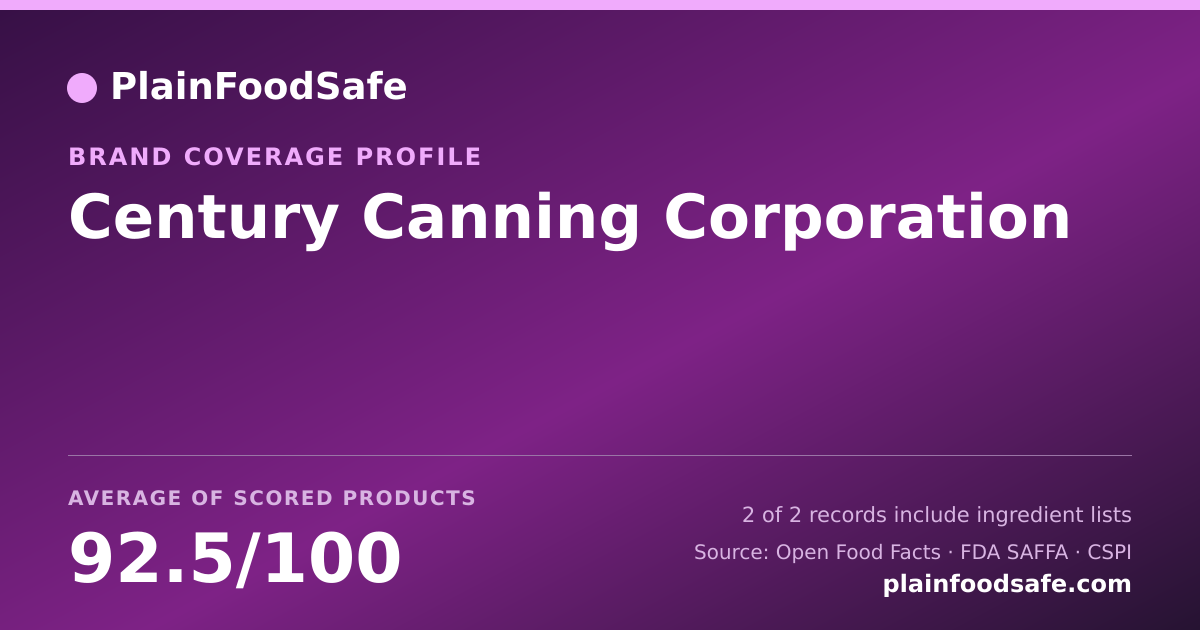 Share card for Century Canning Corporation Food Safety Profile