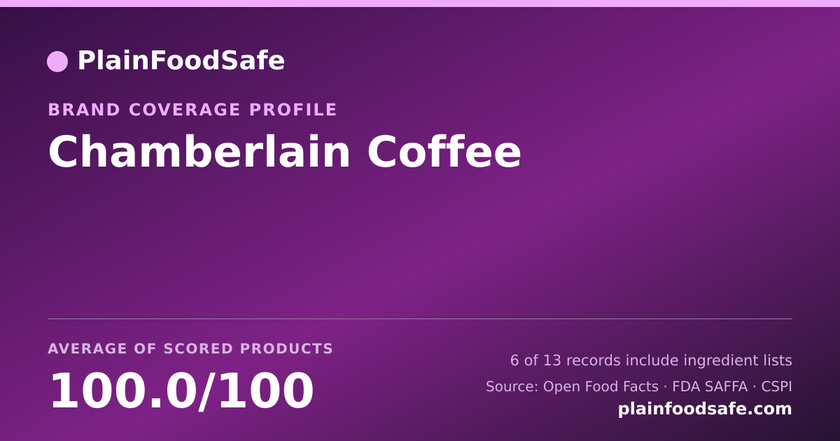 Share card for Chamberlain Coffee Food Safety Profile