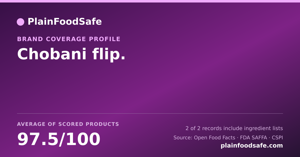 Share card for Chobani flip. Food Safety Profile