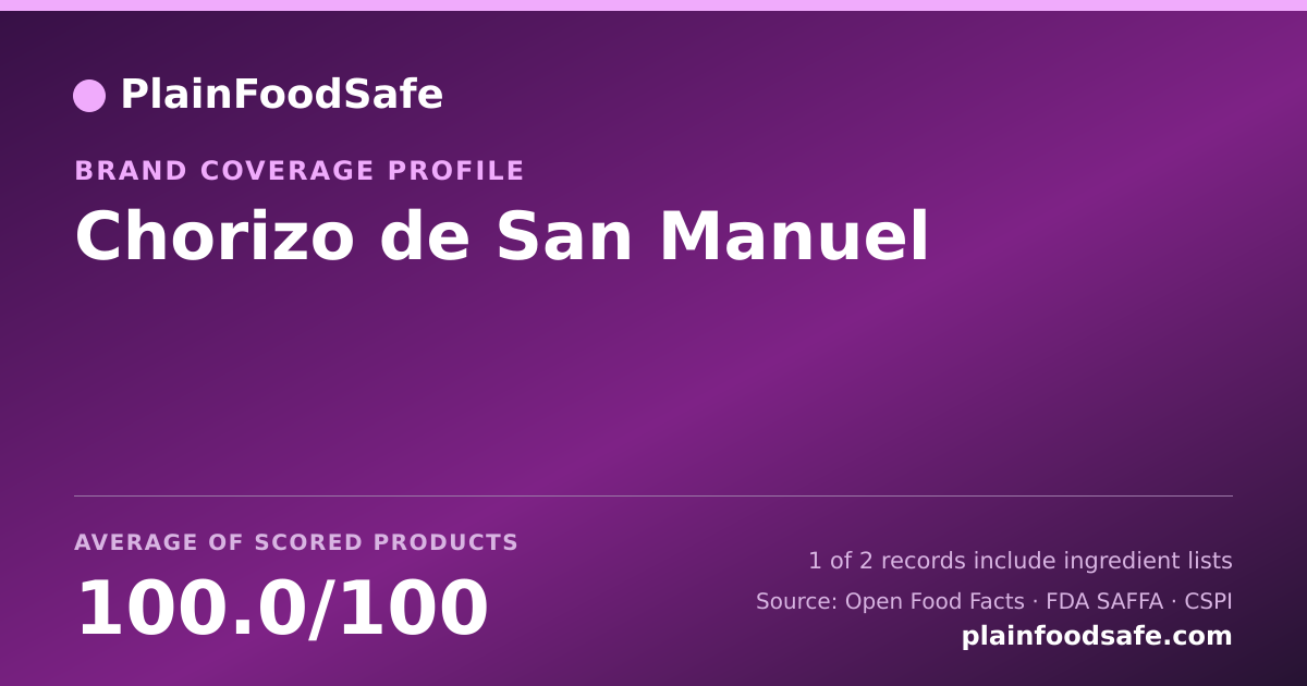 Share card for Chorizo de San Manuel Food Safety Profile