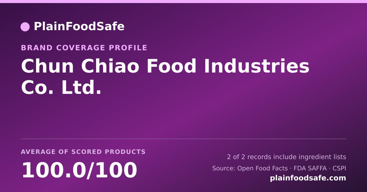 Share card for Chun Chiao Food Industries Co.  Ltd. Food Safety Profile