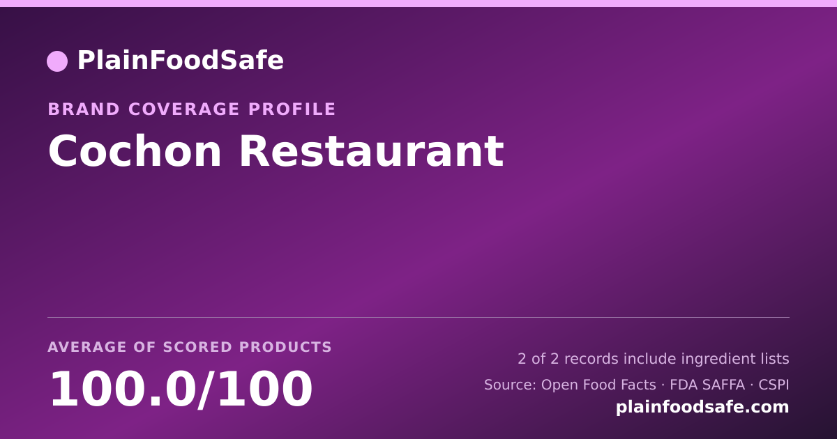 Share card for Cochon Restaurant Food Safety Profile