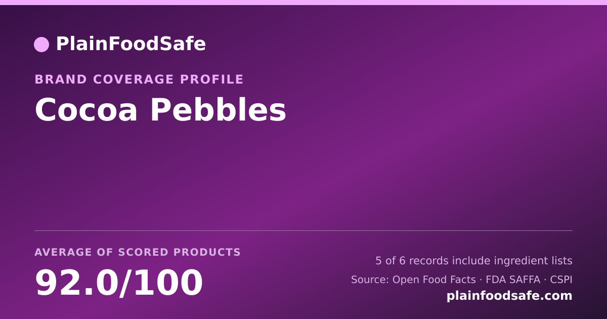 Share card for Cocoa Pebbles Food Safety Profile
