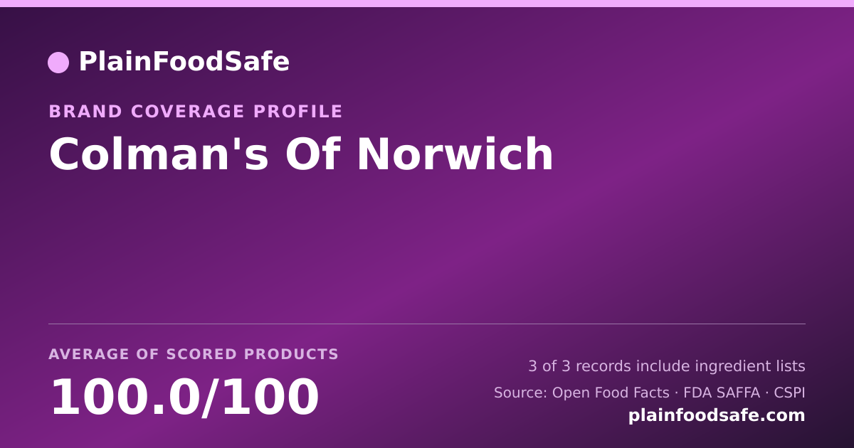 Share card for Colman's Of Norwich Food Safety Profile