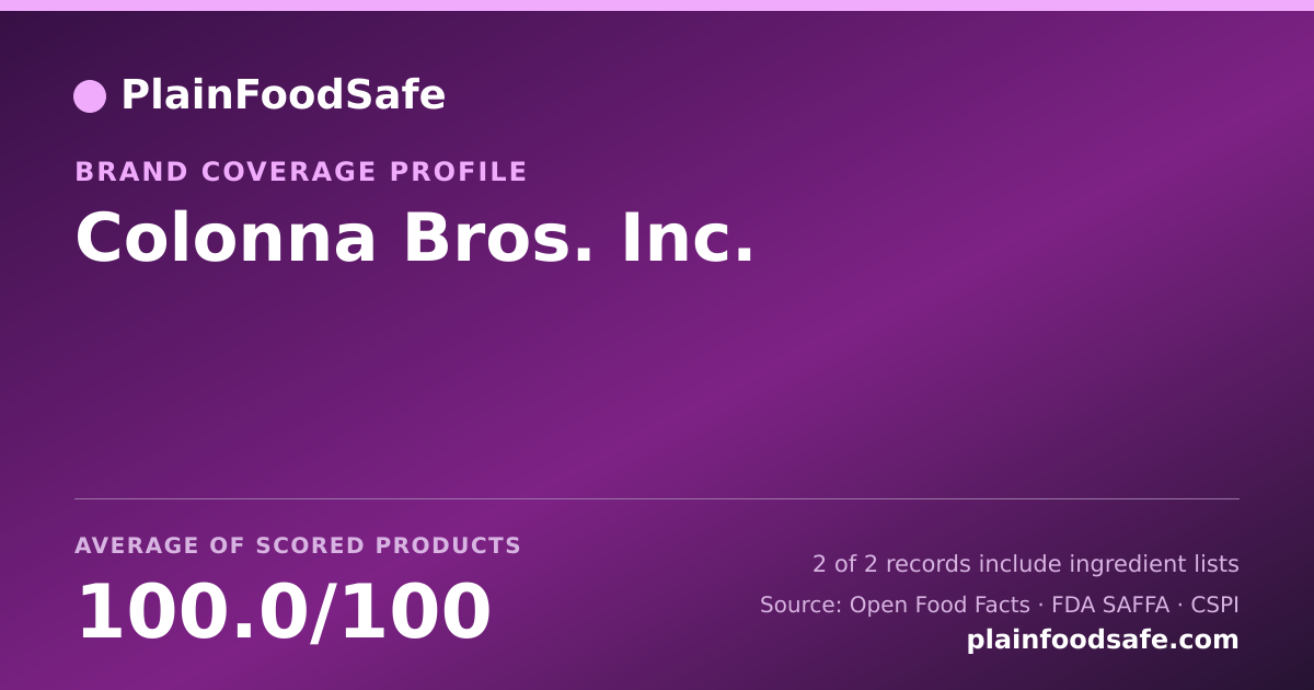 Share card for Colonna Bros. Inc. Food Safety Profile