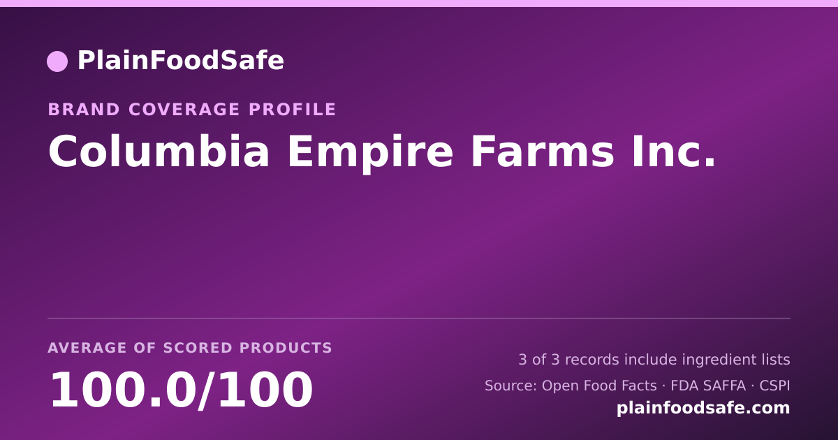 Share card for Columbia Empire Farms  Inc. Food Safety Profile