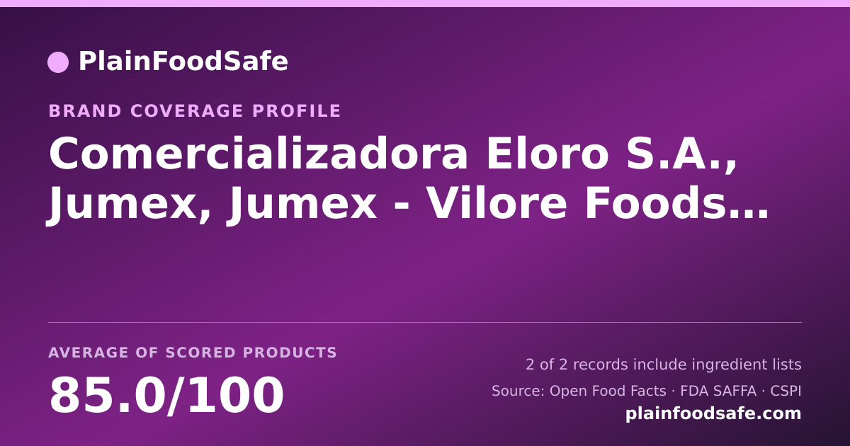 Share card for Comercializadora Eloro  S.A., Jumex, Jumex - Vilore Foods Company Food Safety Profile
