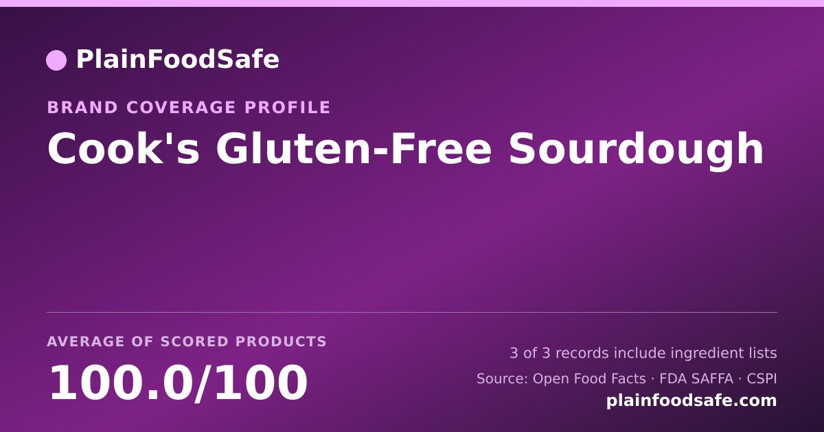 Share card for Cook's Gluten-Free Sourdough Food Safety Profile