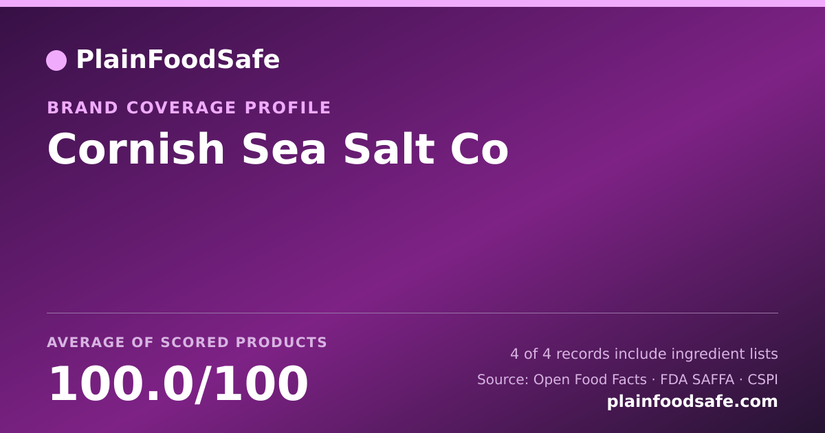 Share card for Cornish Sea Salt Co Food Safety Profile