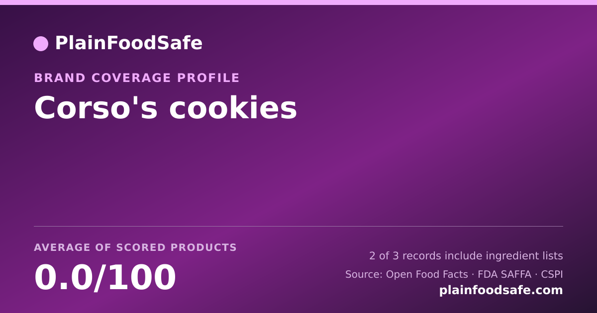 Share card for Corso's cookies Food Safety Profile
