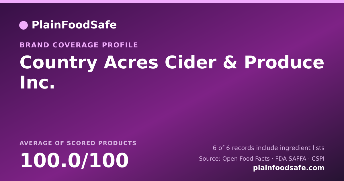 Share card for Country Acres Cider & Produce Inc. Food Safety Profile