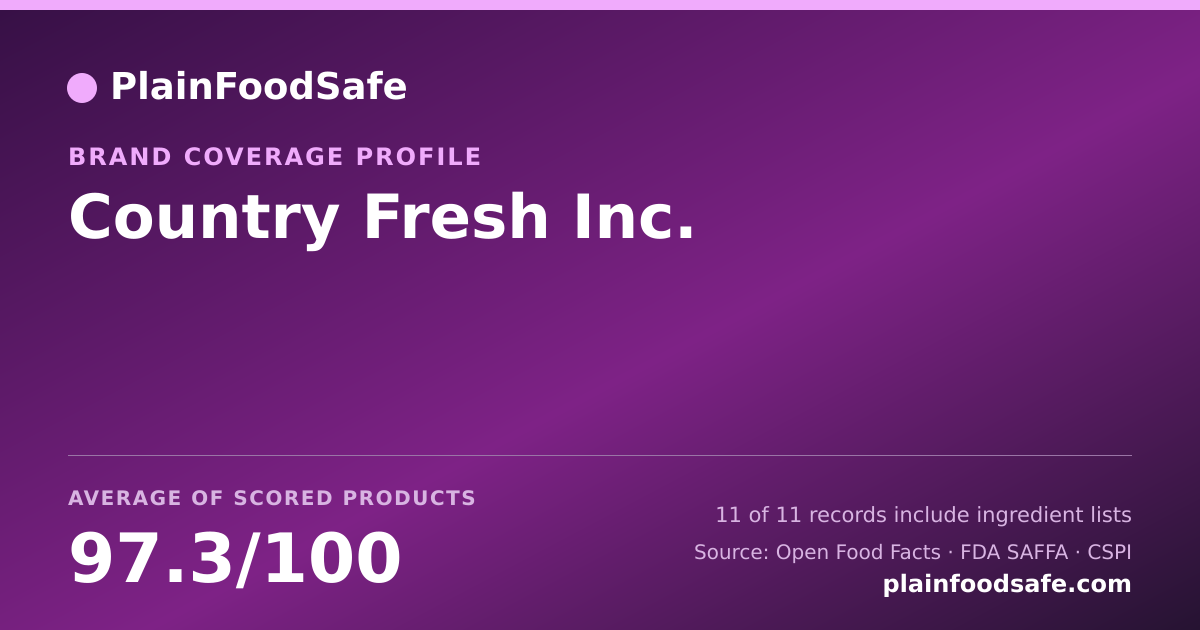 Share card for Country Fresh Inc. Food Safety Profile