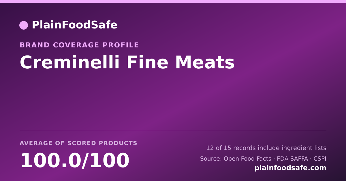 Share card for Creminelli Fine Meats Food Safety Profile