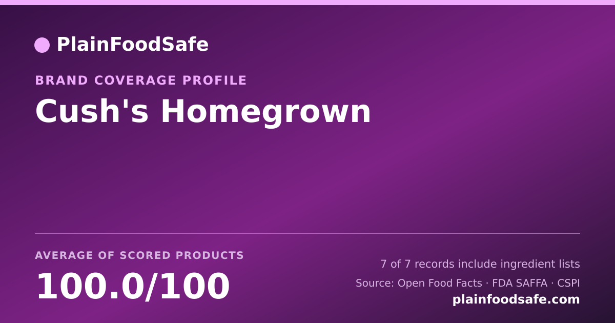 Share card for Cush's Homegrown Food Safety Profile