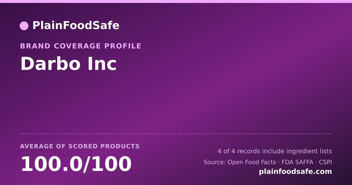 Share card for Darbo Inc Food Safety Profile