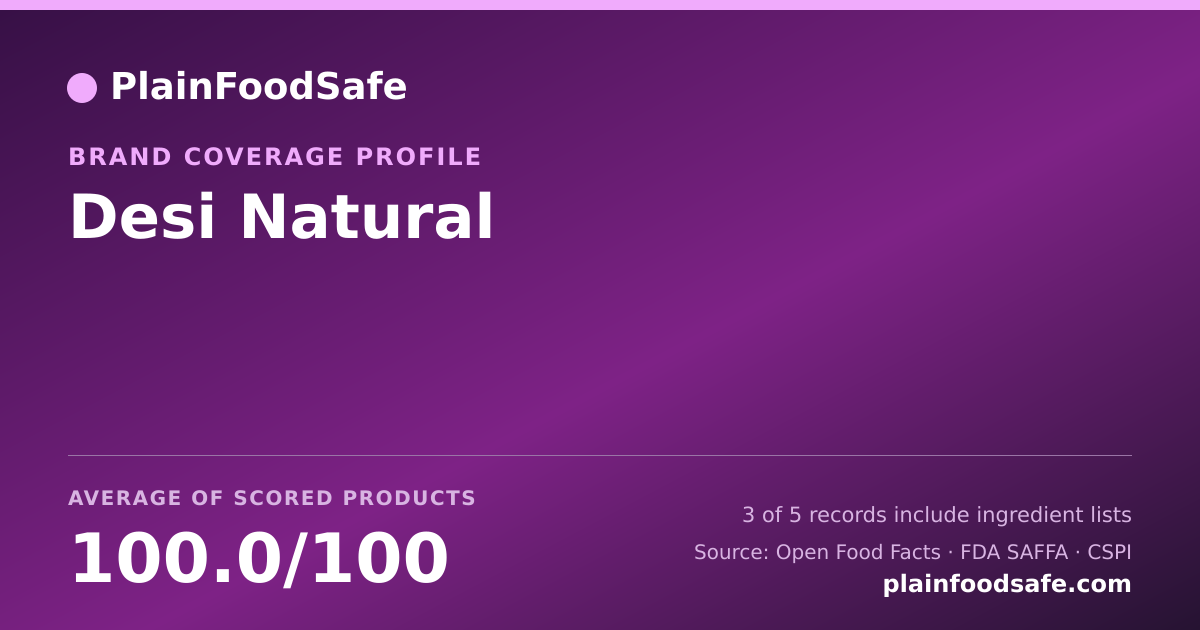 Share card for Desi Natural Food Safety Profile