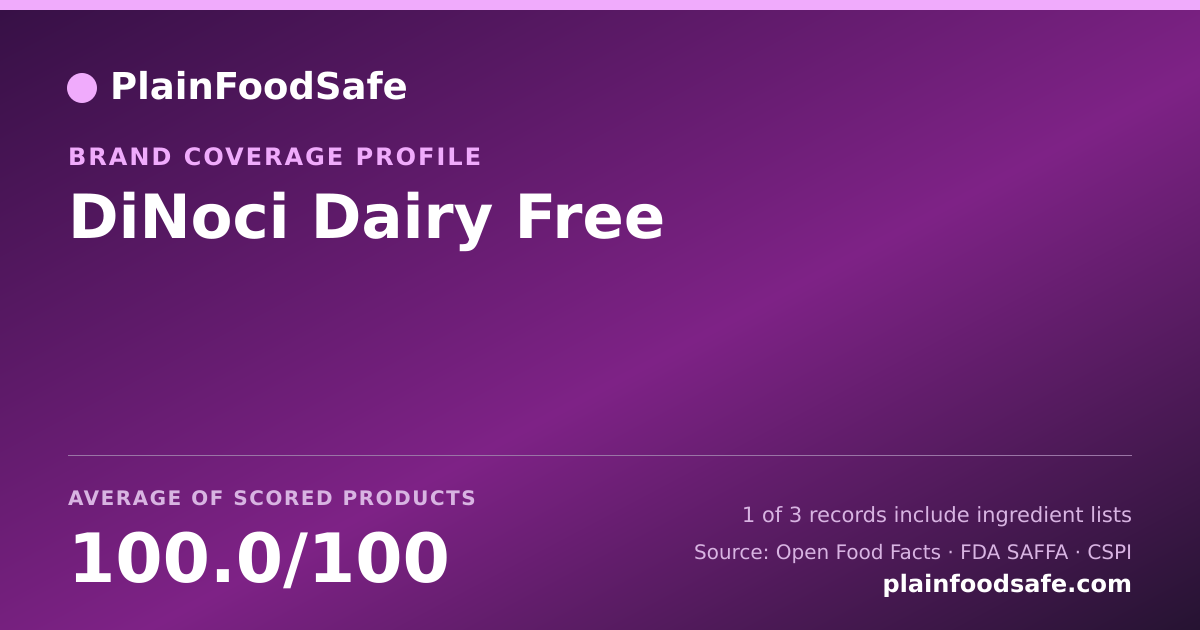 Share card for DiNoci Dairy Free Food Safety Profile