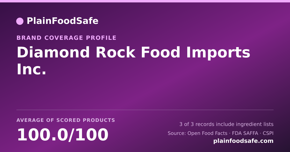 Share card for Diamond Rock Food Imports  Inc. Food Safety Profile