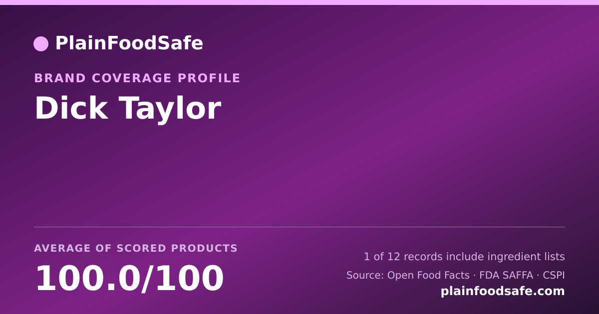 Share card for Dick Taylor Food Safety Profile