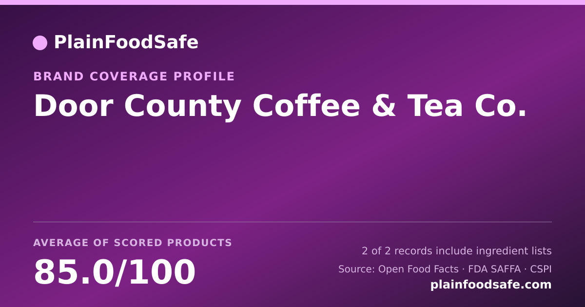 Share card for Door County Coffee & Tea Co. Food Safety Profile