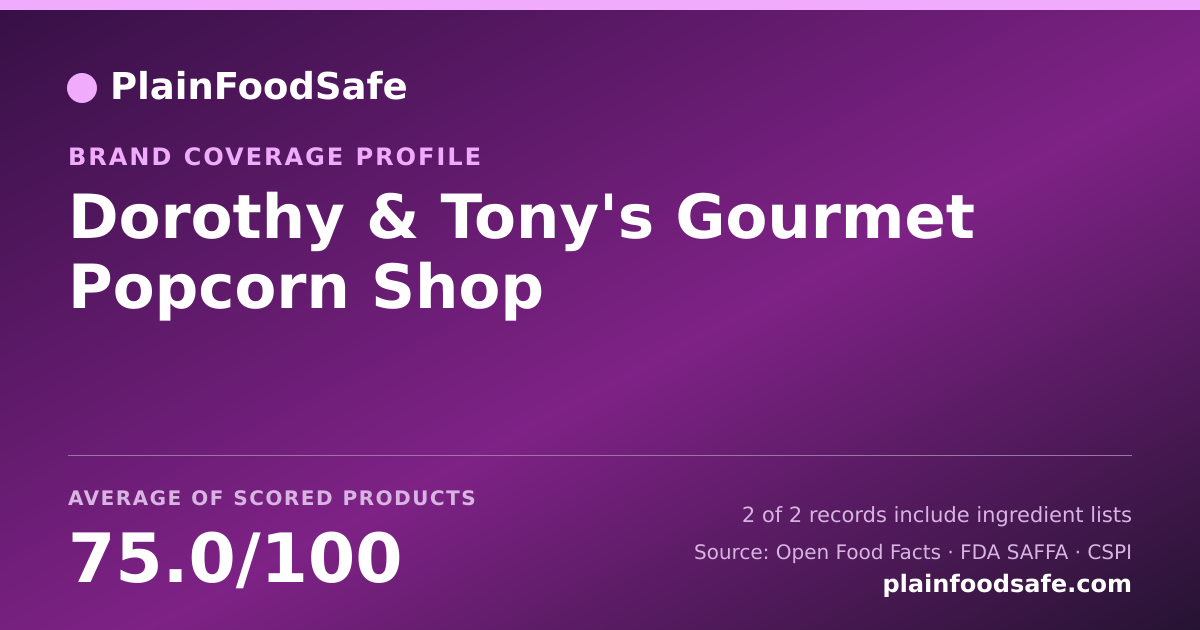 Share card for Dorothy & Tony's Gourmet Popcorn Shop Food Safety Profile