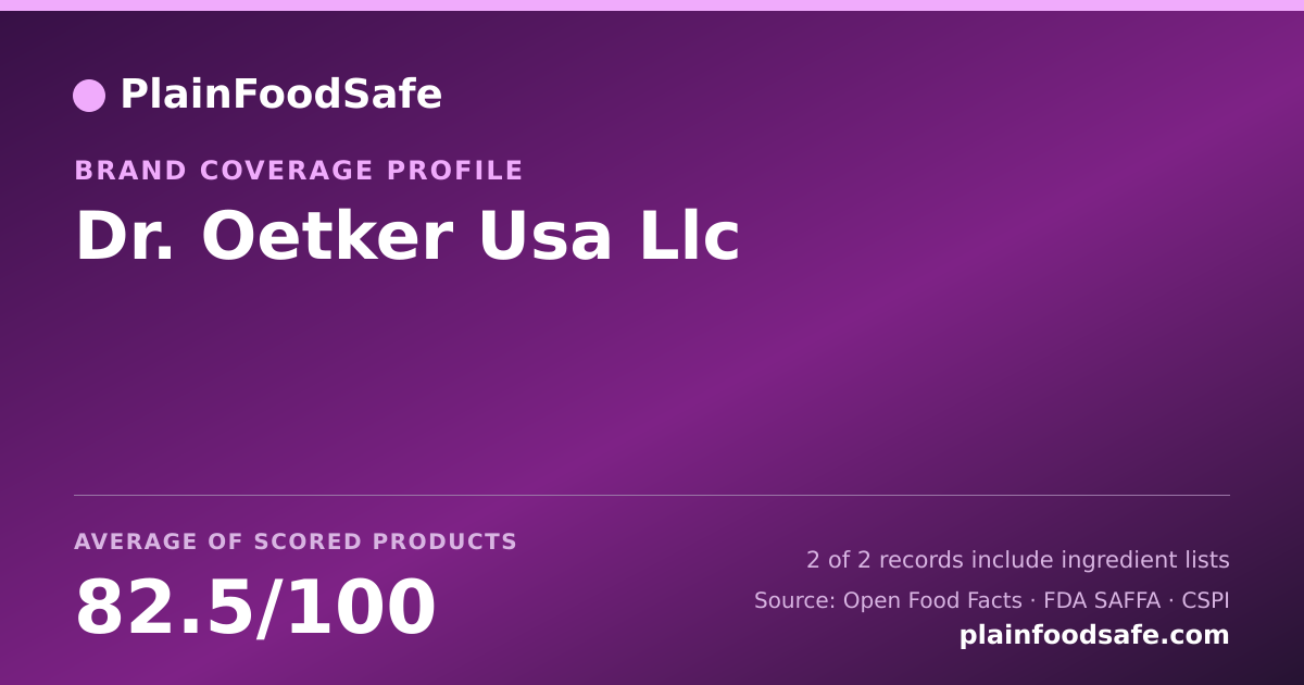 Share card for Dr. Oetker Usa  Llc Food Safety Profile