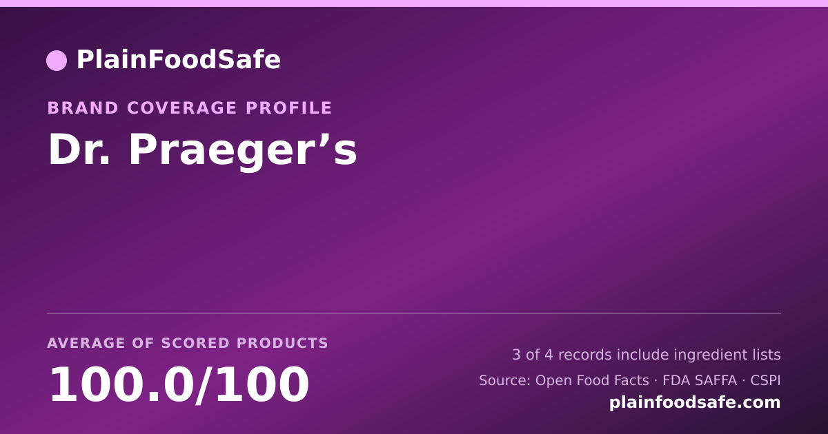 Share card for Dr. Praeger’s Food Safety Profile
