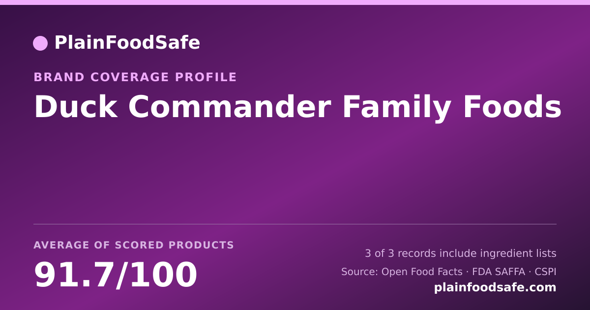 Share card for Duck Commander Family Foods Food Safety Profile