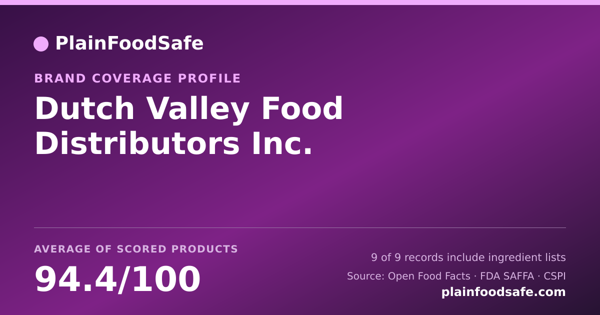 Share card for Dutch Valley Food Distributors  Inc. Food Safety Profile