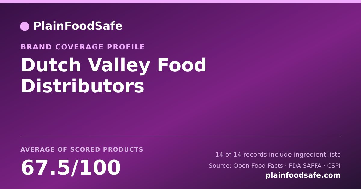 Share card for Dutch Valley Food Distributors Food Safety Profile