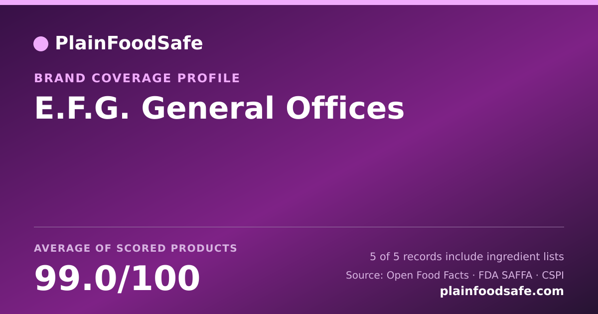 Share card for E.F.G. General Offices Food Safety Profile