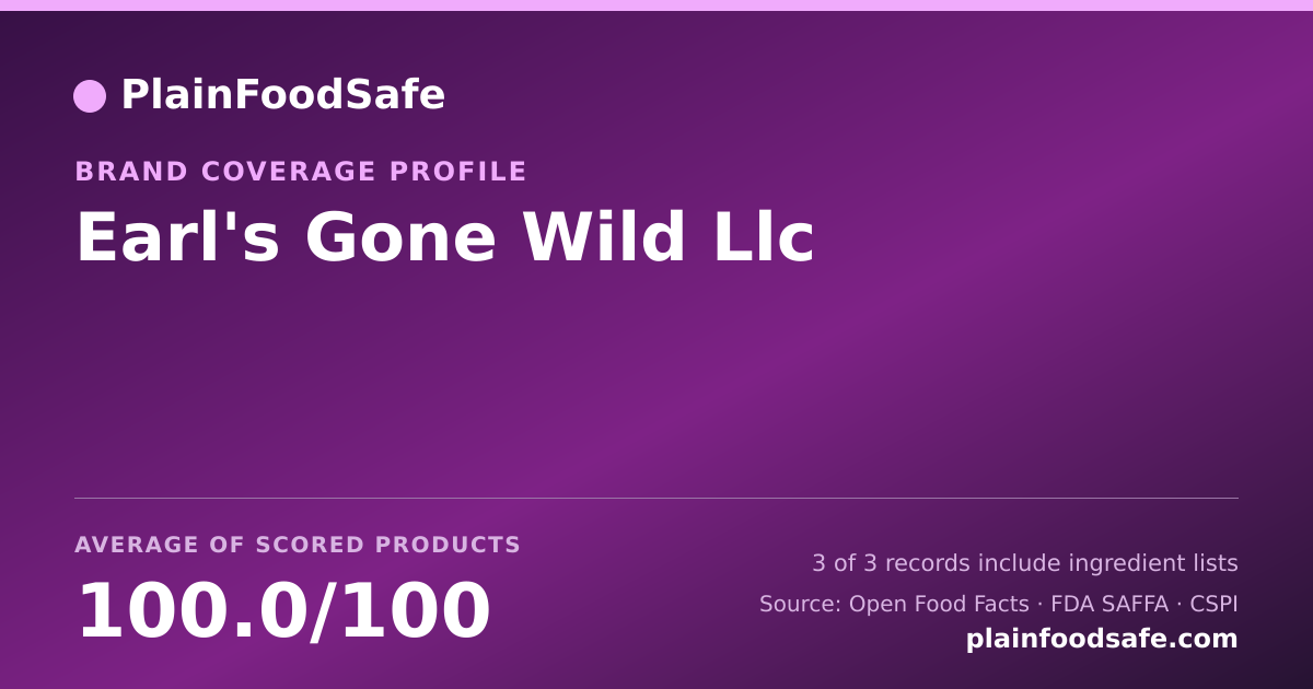 Share card for Earl's Gone Wild Llc Food Safety Profile