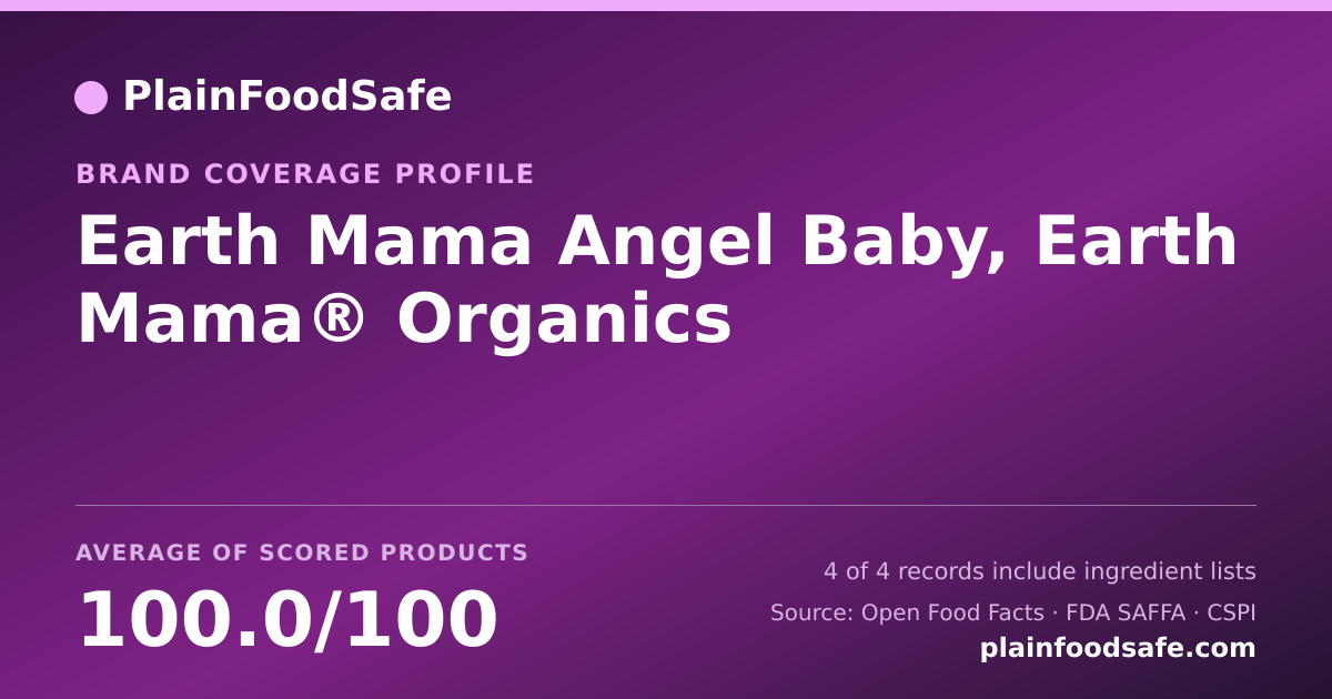 Share card for Earth Mama Angel Baby, Earth Mama® Organics Food Safety Profile