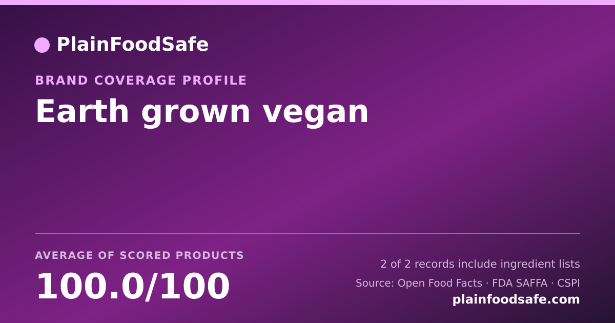 Share card for Earth grown  vegan Food Safety Profile