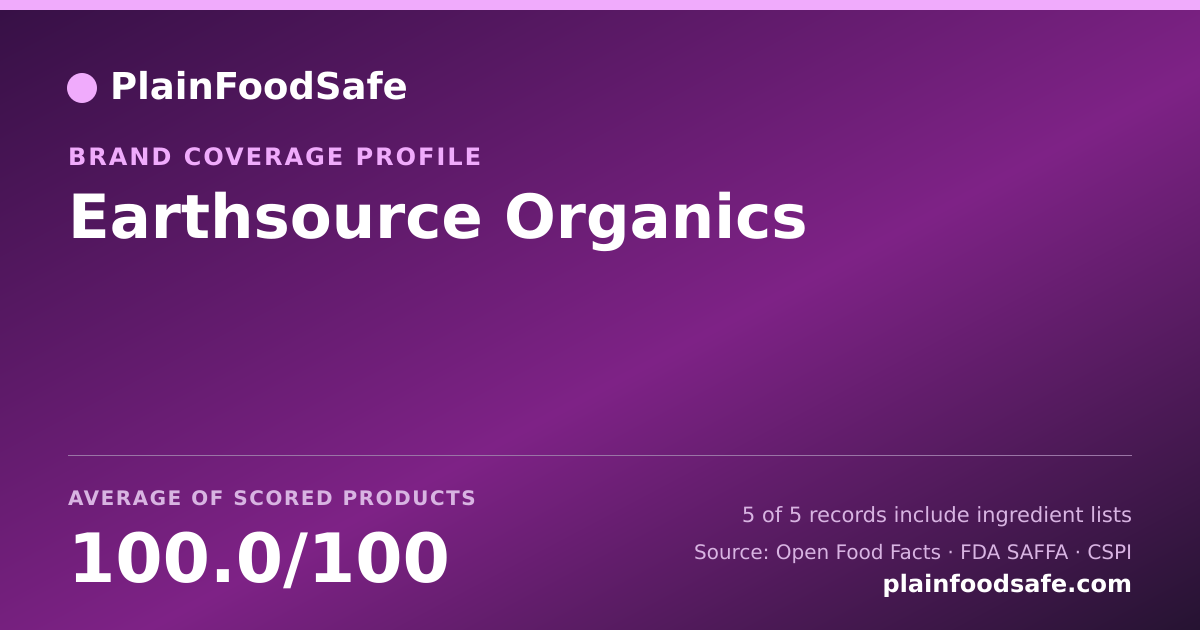 Share card for Earthsource Organics Food Safety Profile