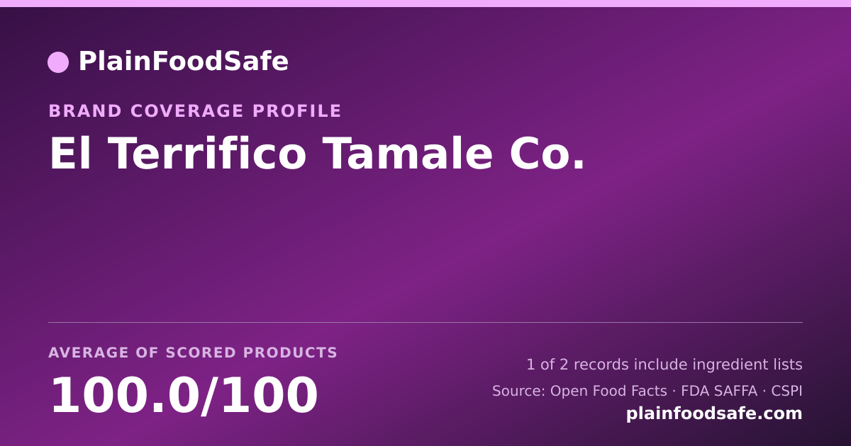 Share card for El Terrifico Tamale Co. Food Safety Profile