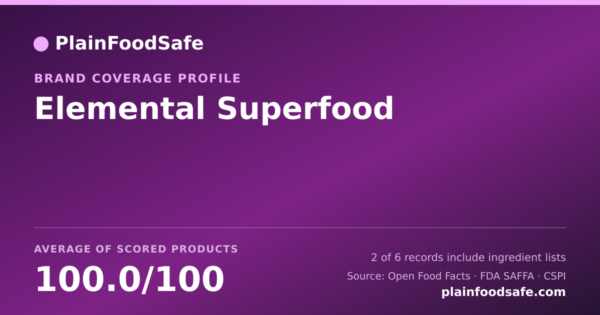 Share card for Elemental Superfood Food Safety Profile