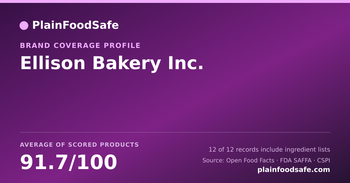 Share card for Ellison Bakery  Inc. Food Safety Profile
