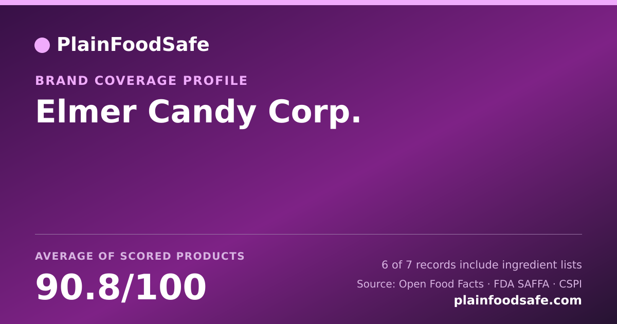 Share card for Elmer Candy Corp. Food Safety Profile