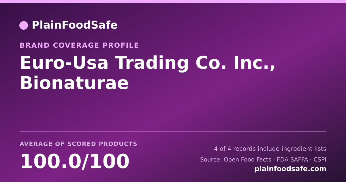 Share card for Euro-Usa Trading Co.  Inc., Bionaturae Food Safety Profile