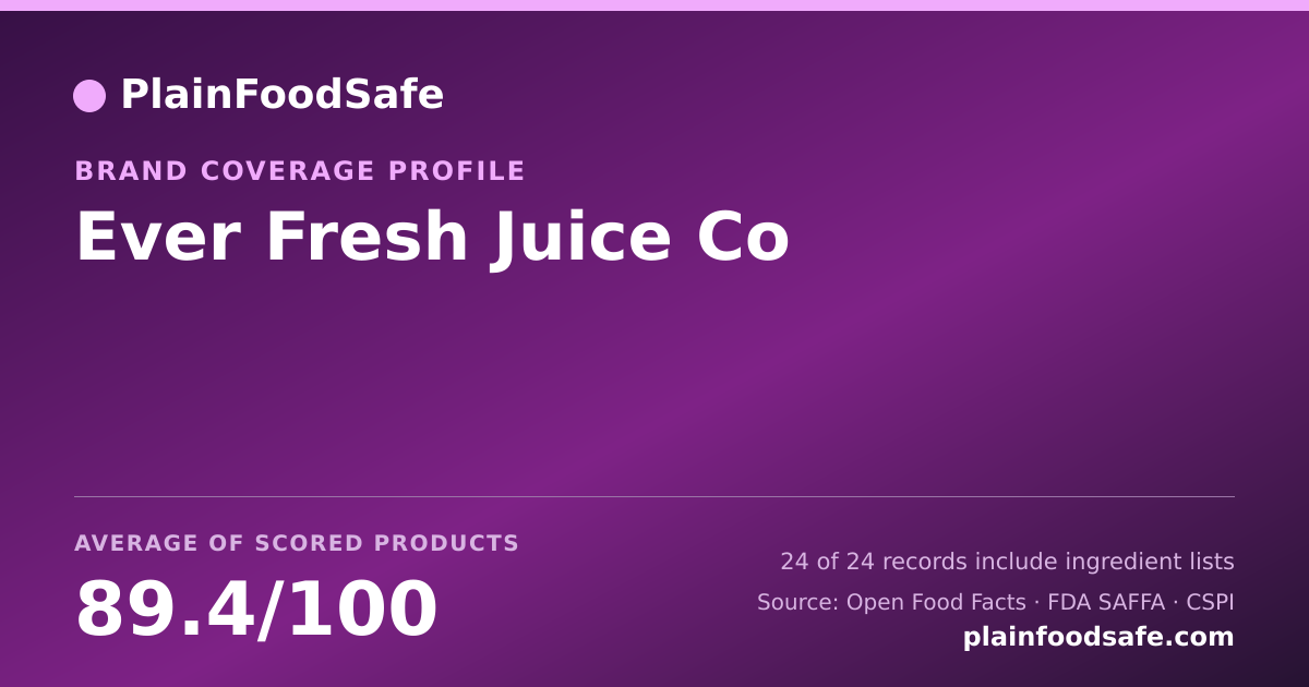 Share card for Ever Fresh Juice Co Food Safety Profile